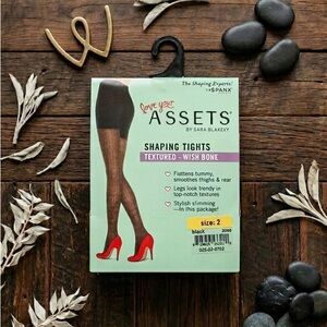 Assets by Spanx Shaping Tights Textured Wishbone Black Size 2 NWT